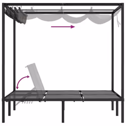 vidaXL Double Sun Lounger with Side and Top Curtains Anthracite Garden Sun Bed - Additional view 6