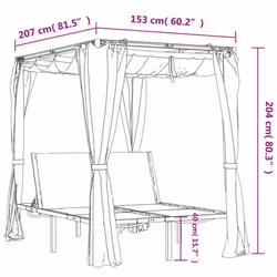 vidaXL Double Sun Lounger with Side and Top Curtains Anthracite Garden Sun Bed - Additional view 9