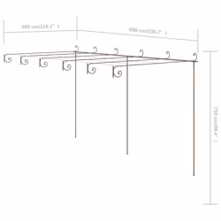 vidaXL Garden Pergola Antique Brown 6x3x2.5 m Iron Patio Arch Arbour Pergola - Additional view 5