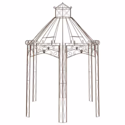 vidaXL Garden Pavilion Antique Brown 400x258x378 cm Iron Arch Arbour Pergola