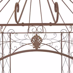 vidaXL Garden Pavilion Antique Brown 400x258x378 cm Iron Arch Arbour Pergola