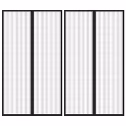vidaXL 2x Insect Door Curtains with Magnet Blocks Black 200x80 cm Fly Screen