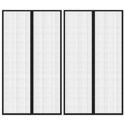 vidaXL 2x Insect Door Curtains with Magnet Blocks Black 200x80 cm Fly Screen