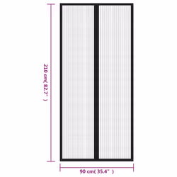 vidaXL 2x Insect Door Curtains with Magnet Blocks Black 210x90 cm Fly Screen