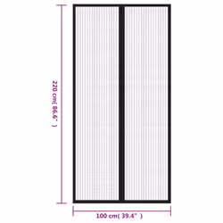 vidaXL 2x Insect Door Curtains with Magnet Blocks Black 220x100 cm Fly Screen
