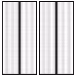 vidaXL 2x Insect Door Curtains with Magnet Blocks Black 220x110 cm Fly Screen