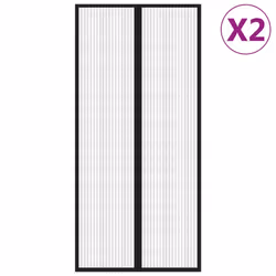 vidaXL 2x Insect Door Curtains with Magnet Blocks Black 220x110 cm Fly Screen