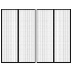 vidaXL 2x Insect Door Curtains with Magnet Blocks Black 220x130 cm Fly Screen