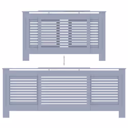 vidaXL MDF Radiator Cover Grey Heater Shelf Heating Cabinet Indoor Furniture - Additional view 4