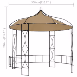 vidaXL Gazebo Taupe Round Outdoor Garden Canopy Shelter Party Tent Sunshade - Additional view 3