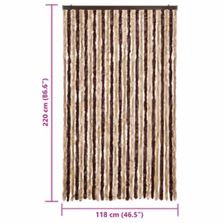 vidaXL Fly Curtain Door Curtain Fly Screen Fly Blind Insect Curtain Chenille - beige and light brown, 118 x 220 cm - Additional view 3