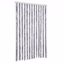 vidaXL Fly Curtain Door Curtain Fly Screen Fly Blind Insect Curtain Chenille - grey and white, 118 x 220 cm