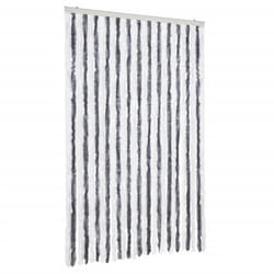 vidaXL Fly Curtain Door Curtain Fly Screen Fly Blind Insect Curtain Chenille - grey and white, 118 x 220 cm