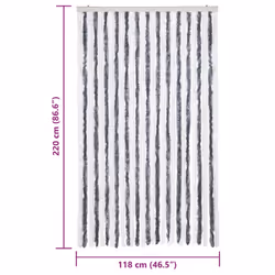 vidaXL Fly Curtain Door Curtain Fly Screen Fly Blind Insect Curtain Chenille - grey and white, 118 x 220 cm - Additional view 6