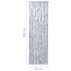 vidaXL Insect Curtain White and Grey 56x200 cm Chenille Doorway Fly Screen - Additional view 7