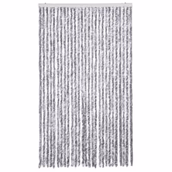 vidaXL Fly Curtain Door Curtain Fly Screen Fly Blind Insect Curtain Chenille - white and grey, 118 x 220 cm