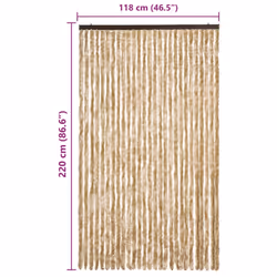 vidaXL Fly Curtain Door Curtain Fly Screen Fly Blind Insect Curtain Chenille - beige, 118 x 220 cm