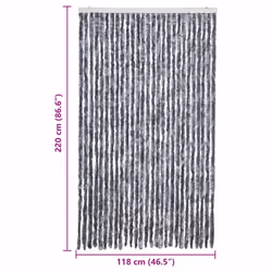 vidaXL Fly Curtain Door Curtain Fly Screen Fly Blind Insect Curtain Chenille - silver, 118 x 220 cm - Additional view 6