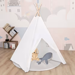 vidaXL Children Teepee Tent with Bag Peach Skin White Kid Baby Tipi Play House