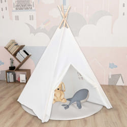 vidaXL Children Teepee Tent with Bag Peach Skin White Kid Baby Tipi Play House