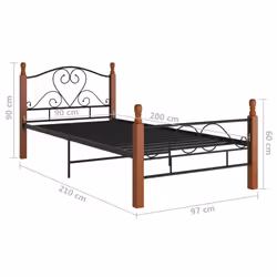 vidaXL Bed Frame Black Metal 90x200 cm Bedroom Adults Kids Bed Base Bedstead