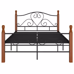 vidaXL Bed Frame Black Metal 120x200 cm Home Double Bedbase Slatted Bedstead