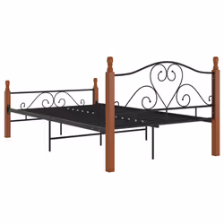 vidaXL Bed Frame Black Metal 120x200 cm Home Double Bedbase Slatted Bedstead - Additional view 4