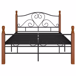 vidaXL Bed Frame Black Metal 120x200 cm Home Double Bedbase Slatted Bedstead - Additional view 7