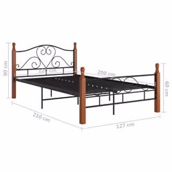 vidaXL Bed Frame Black Metal 120x200 cm Home Double Bedbase Slatted Bedstead - Additional view 8