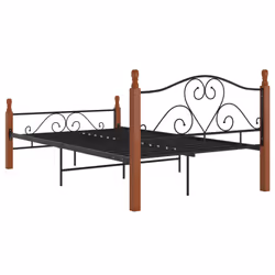 vidaXL Bed Frame Black Metal 120x200 cm Home Double Bedbase Slatted Bedstead - Additional view 9