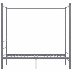 vidaXL Canopy Bed Frame Grey Metal 90x200 cm Bedroom Furniture Bed Base Set