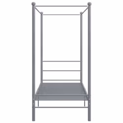 vidaXL Canopy Bed Frame Grey Metal 90x200 cm Bedroom Furniture Bed Base Set