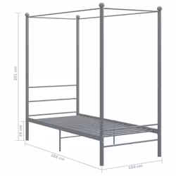 vidaXL Canopy Bed Frame Grey Metal 90x200 cm Bedroom Furniture Bed Base Set - Additional view 5