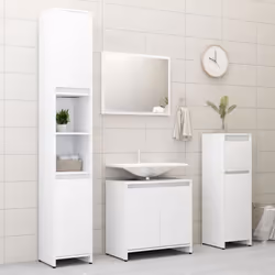 vidaXL Bathroom Furniture Set 4 Piece White Engineered Wood Washroom Cabinet