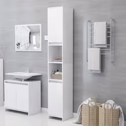 vidaXL Bathroom Furniture Set 4 Piece White Engineered Wood Washroom Cabinet - Additional view 8