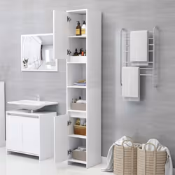 vidaXL Bathroom Furniture Set 4 Piece White Engineered Wood Washroom Cabinet - Additional view 9
