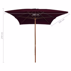 vidaXL Garden Parasol with Wooden Pole Sunshade Outdoor Umbrella Bordeaux Red - Additional view 5