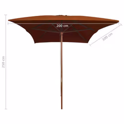 vidaXL Garden Parasol with Wooden Pole Sunshade Outdoor Umbrella Terracotta - Additional view 5