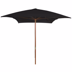 vidaXL Garden Parasol with Wooden Pole Sunshade Outdoor Umbrella Canopy Black