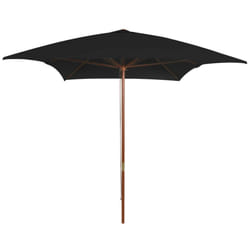 vidaXL Garden Parasol with Wooden Pole Sunshade Outdoor Umbrella Canopy Black