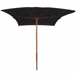 vidaXL Garden Parasol with Wooden Pole Sunshade Outdoor Umbrella Canopy Black