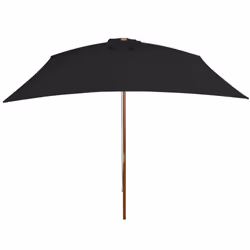 vidaXL Garden Parasol with Wooden Pole Sunshade Outdoor Umbrella Canopy Black