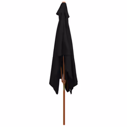 vidaXL Garden Parasol with Wooden Pole Sunshade Outdoor Umbrella Canopy Black - Additional view 4