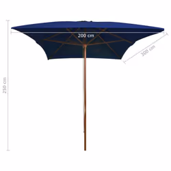 vidaXL Garden Parasol with Wooden Pole Sunshade Outdoor Umbrella Canopy Blue - Additional view 5