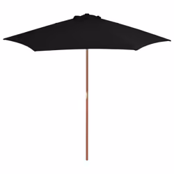 vidaXL Garden Parasol with Wooden Pole Sunshade Outdoor Umbrella Canopy Black