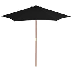 vidaXL Garden Parasol with Wooden Pole Sunshade Outdoor Umbrella Canopy Black