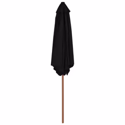 vidaXL Garden Parasol with Wooden Pole Sunshade Outdoor Umbrella Canopy Black
