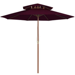 vidaXL Double Decker Parasol with Wooden Pole Outdoor Umbrella Bordeaux Red