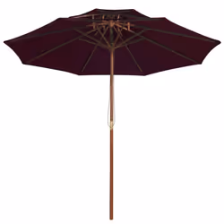 vidaXL Double Decker Parasol with Wooden Pole Outdoor Umbrella Bordeaux Red