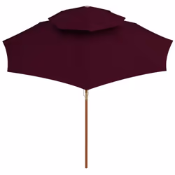 vidaXL Double Decker Parasol with Wooden Pole Outdoor Umbrella Bordeaux Red